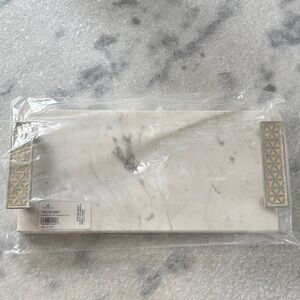 Marble and Brass Decorative Board / Tray - White Marble